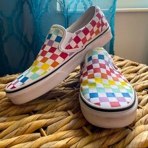 Vans Rainbow Checked Slip On Shoe Women size 8/ Mens size 6.5